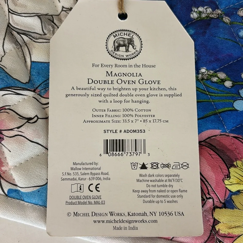 Michel Design Works Magnolia Double Oven Glove Potholder NWT